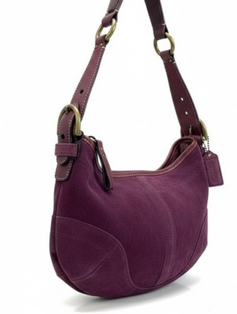 VTG Coach Soho Purple Suede Hobo Bag 9658 Y2K Shoulder Mini Purse Hangtag 2004